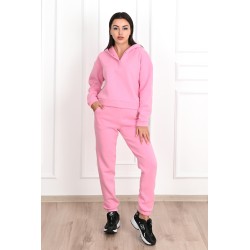 Trening dama bumbac vatuit cu gluga si capse 3587