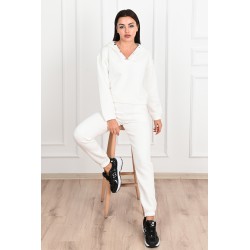 Trening dama bumbac vatuit cu gluga si capse 3587