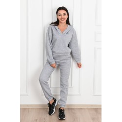 Trening dama bumbac vatuit cu gluga si capse 3587