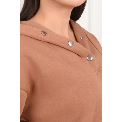 Trening dama bumbac vatuit cu gluga si capse 3587