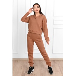 Trening dama bumbac vatuit cu gluga si capse 3587