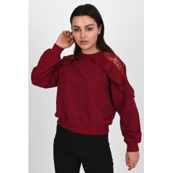 Bluza dama bumbac volan cu dantela 1453-23