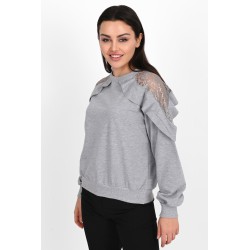 Bluza dama bumbac volan cu dantela 1453-23