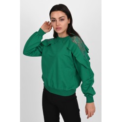 Bluza dama bumbac volan cu dantela 1453-23