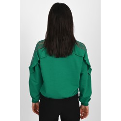 Bluza dama bumbac volan cu dantela 1453-23