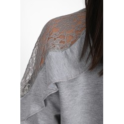 Bluza dama bumbac volan cu dantela 1453-23