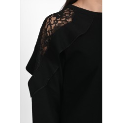 Bluza dama bumbac volan cu dantela 1453-23