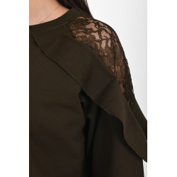 Bluza dama bumbac volan cu dantela 1453-23