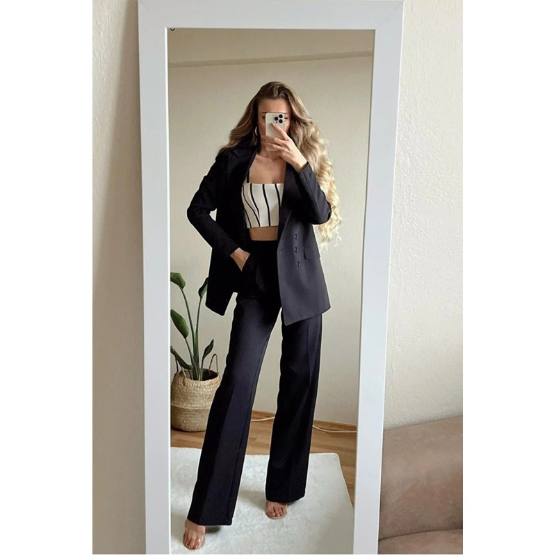 Compleu dama casual in 2 piese cu pantalon evazat 0109