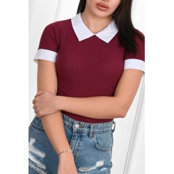 Tricou dama bumbac cu guler 1250-23