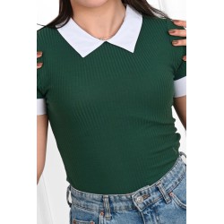 Tricou dama bumbac cu guler 1250-23