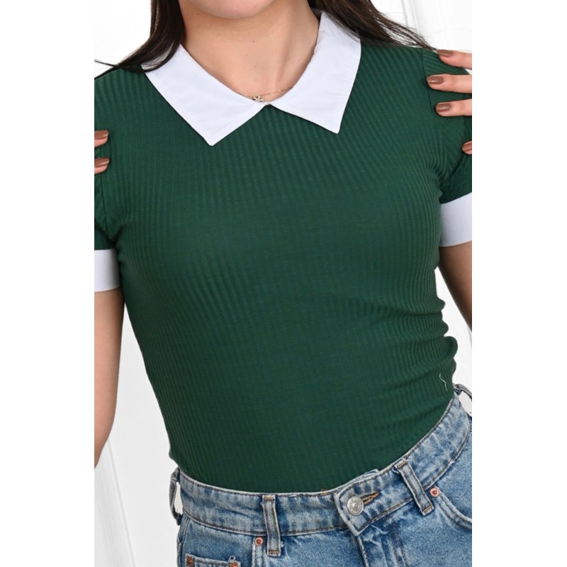 Tricou dama bumbac cu guler 1250-23