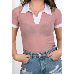 Tricou dama bumbac cu anchior si guler 1265