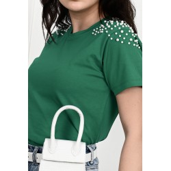 Tricou dama bumbac cu perle 1131-23