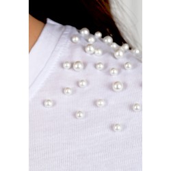 Tricou dama bumbac cu perle 1131-23