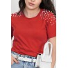 Tricou dama bumbac cu perle 1131-23