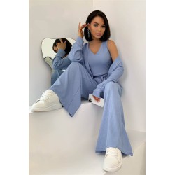 Compleu dama cu pantalon evazat  3 piese 3690