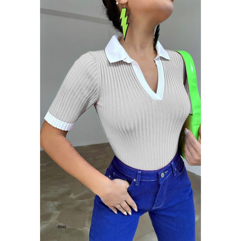 Tricou dama bumbac cu anchior si guler 1265