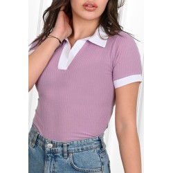 Tricou dama bumbac cu anchior si guler 1265