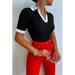 Tricou dama bumbac cu anchior si guler 1265