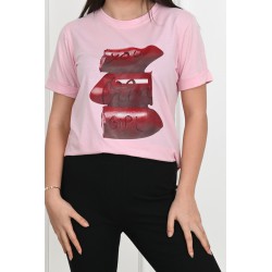Tricou dama bumbac cu imprimeu Lipstick 1473