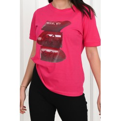 Tricou dama bumbac cu imprimeu Lipstick 1473