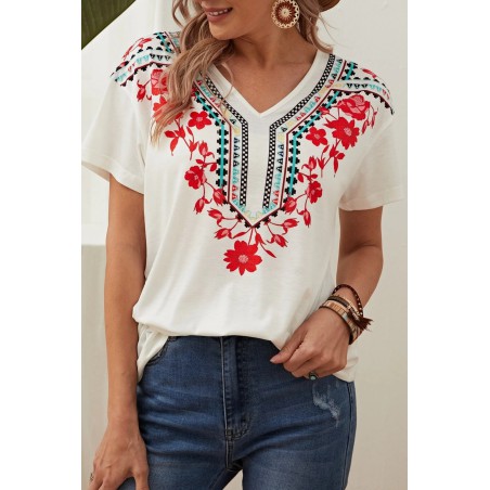 Tricou dama bumbac floral 1426-23