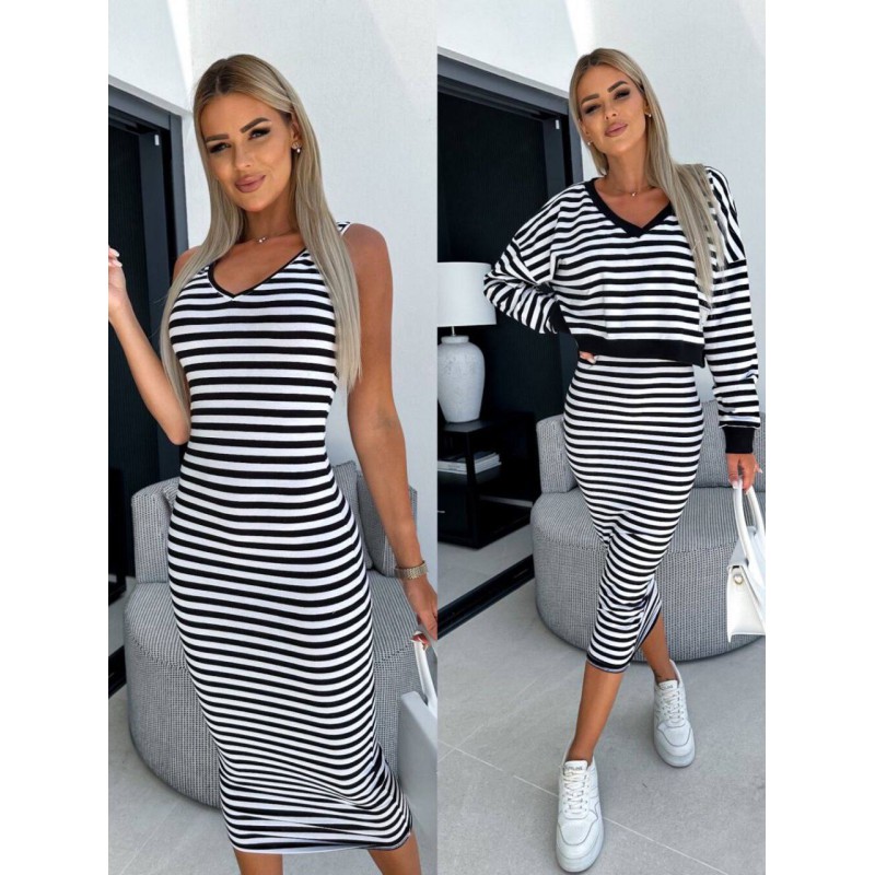 Compleu dama 2 piese cu dungi KOMPLET 3711-23