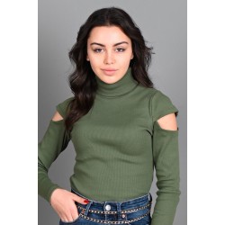 Bluza dama bumbac tetra cu decupaj in dreptul umarului 1078