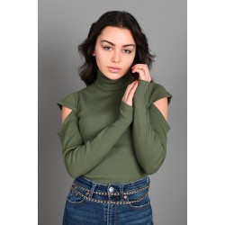 Bluza dama bumbac tetra cu decupaj in dreptul umarului 1078