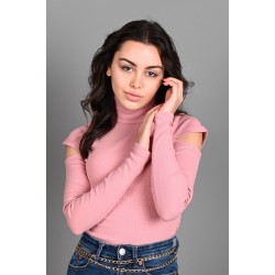 Bluza dama bumbac tetra cu decupaj in dreptul umarului 1078