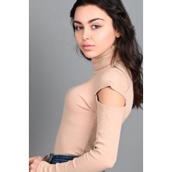 Bluza dama bumbac tetra cu decupaj in dreptul umarului 1078