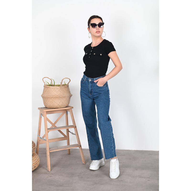 Tricou dama bumbac tetra cu capse 9857