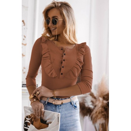 Bluza dama bumbac tetra cu volan 9541