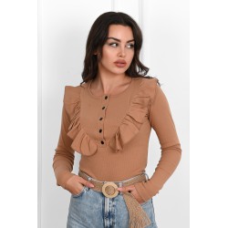 Bluza dama bumbac tetra cu volan 9541