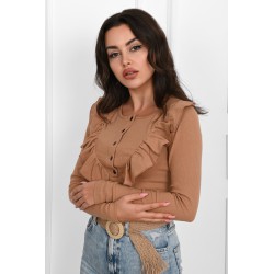 Bluza dama bumbac tetra cu volan 9541
