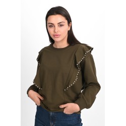 Bluza dama bumbac volan tull 1440-23