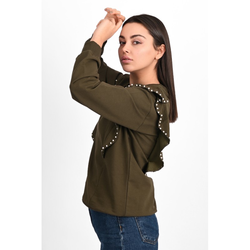 Bluza dama bumbac volan tull 1440-23