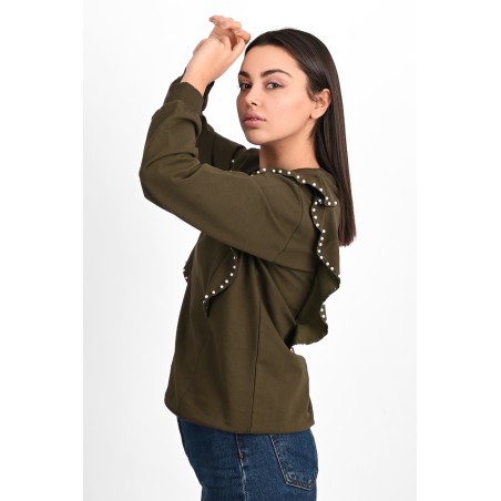 Bluza dama bumbac volan tull 1440-23