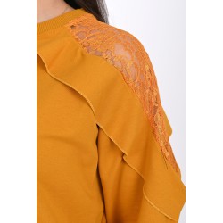 Bluza dama bumbac volan cu dantela 1453-23