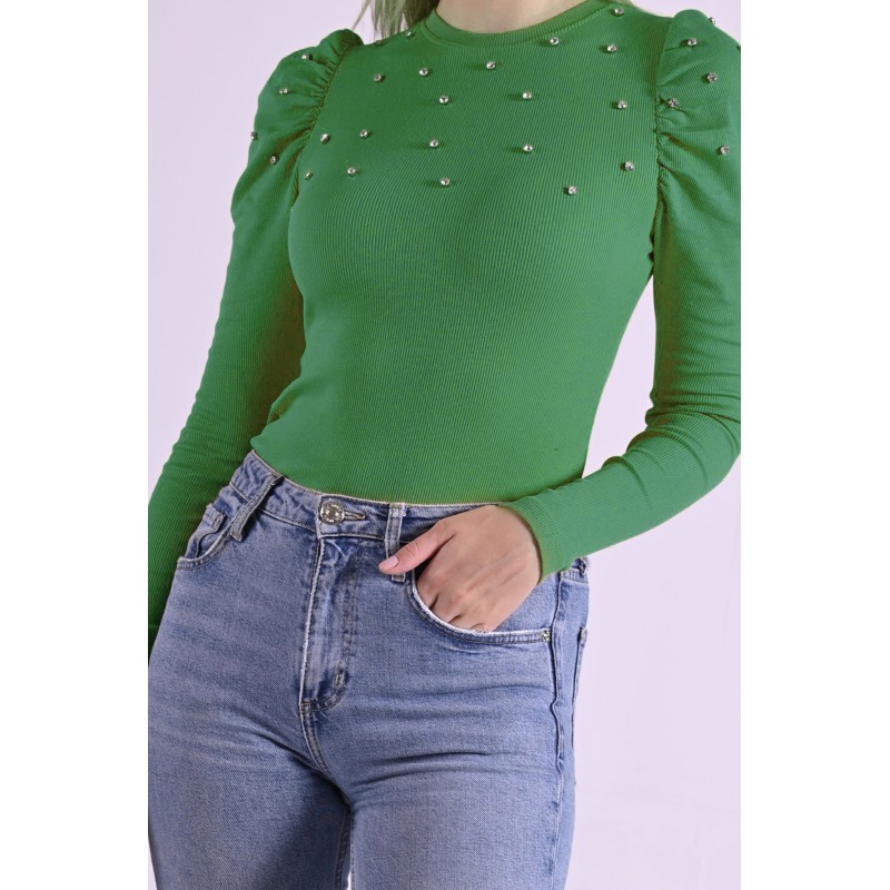 Bluza dama bumbac tetra cu perle 8642-2