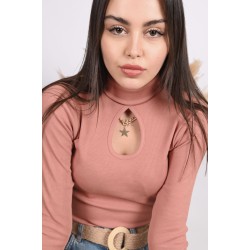 Bluza dama bumbac tetra cu decupaj oval 9372