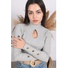 Bluza dama bumbac tetra cu decupaj oval 9372