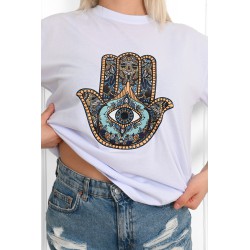 Tricou dama bumbac Hamsa Hand 1548