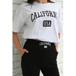 Trening dama bumbac California cu scris negru 3755-23