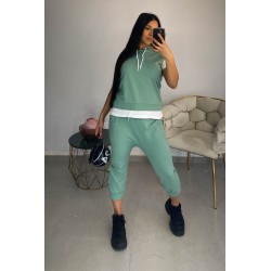 Trening dama bumbac  cu maneca scurta si gluga 9006