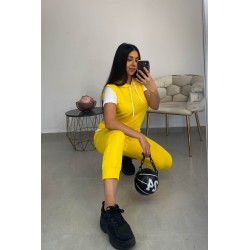 Trening dama bumbac  cu maneca scurta si gluga 9006