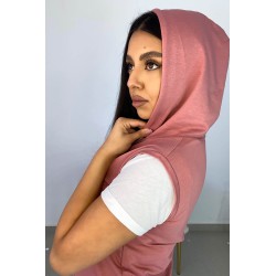 Trening dama bumbac  cu maneca scurta si gluga 9006