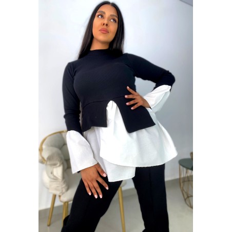 Bluza dama bumbac tetra cu volan 1471-23