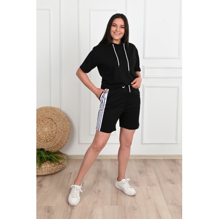 Trening dama marimi mari cu dungi si pantaloni scurti 3768-23